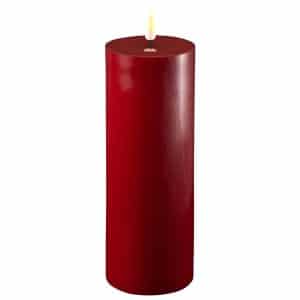Bordeaux røde LED bloklys - Ø: 7,5 cm x 20 cm
