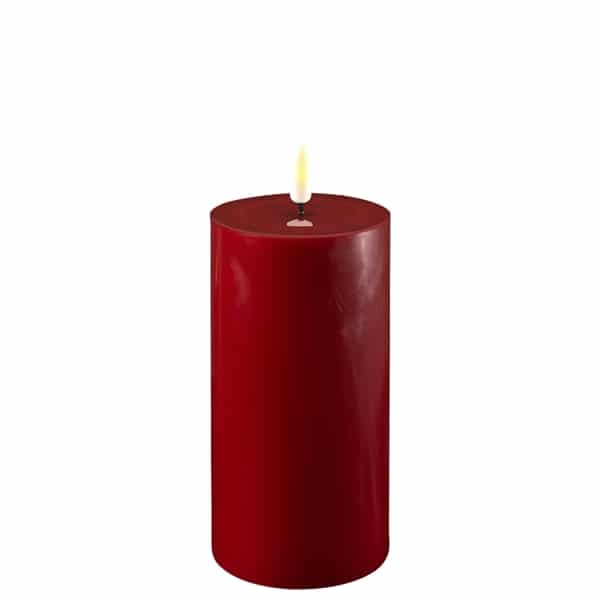 Bordeaux røde LED bloklys - Ø: 7,5 x 15 cm