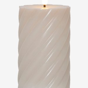 Star Trading - Bloklys Flamme Swirl LED 15 cm - Beige - Lys - - Homeroom