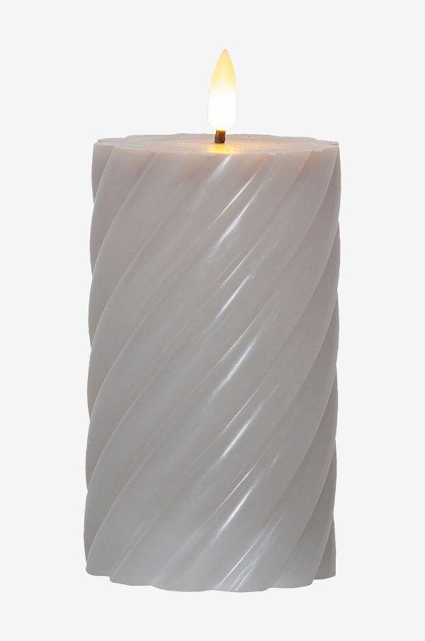 Star Trading - Bloklys Flamme Swirl LED 15 cm - Grå - Lys - - Homeroom