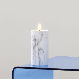 Star Trading - FLAMME MARBLE bloklys LED 17,5 cm - Grå - Bordlamper - - Homeroom