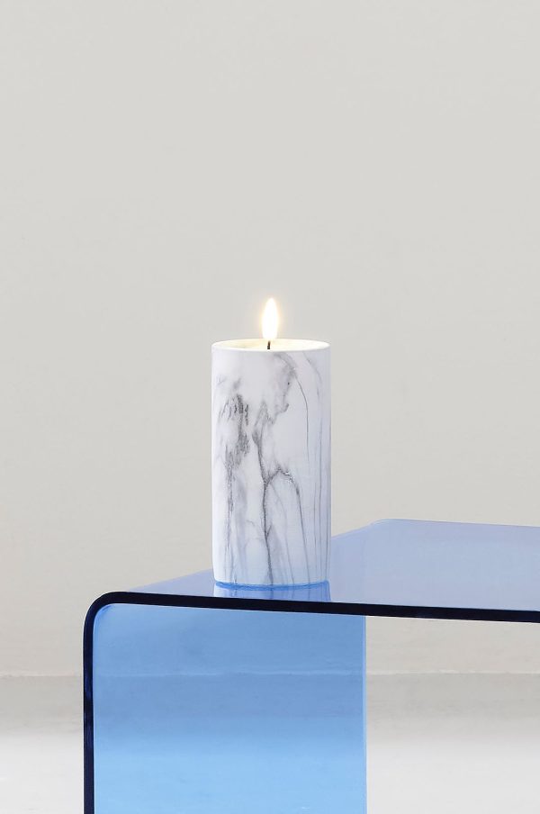 Star Trading - FLAMME MARBLE bloklys LED 17,5 cm - Grå - Bordlamper - - Homeroom