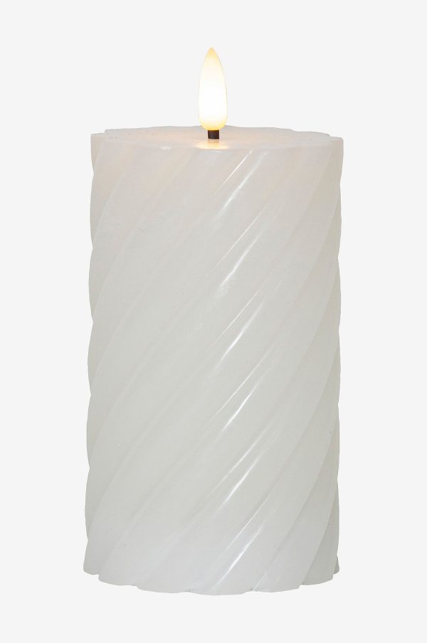 Star Trading - Bloklys Flamme Swirl LED 15 cm - Hvid - Lys - - Homeroom
