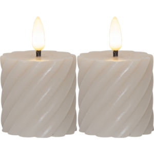 Star Trading Flamme Swirl LED bloklys, batteri, beige