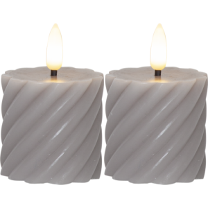 Star Trading Flamme Swirl LED bloklys, batteri, grå