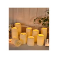 9-pak LED Udendrs bloklys med fjernbetjening, batteri og timerfunktion, 5,5cm, hjde: 13/15/17,5cm, trdls og vandtt - LEDlife