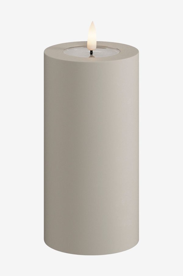 DeluxeHomeart - LED udend⌀rs bloklys 7,5x15 cm - Beige - Dekorationsbelysning - - Homeroom