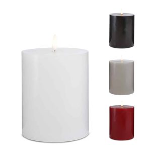 LED Stearinlys - 1 stk. - ø10 x 15 cm - m/3D flamme - (flere farver) - Sort