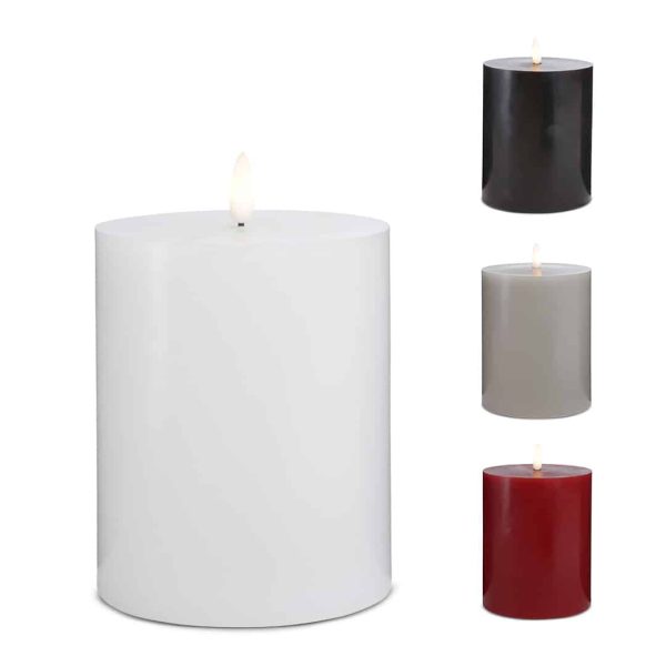 LED Stearinlys - 1 stk. - ø10 x 15 cm - m/3D flamme - (flere farver) - Sort
