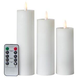 Conzept LED Bloklys i voks m. 3D flamme 3 stk Ø5 cm