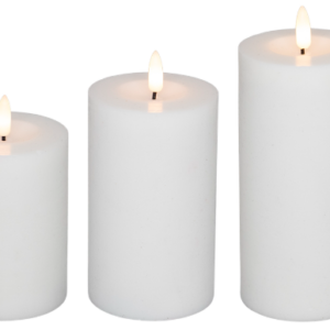 Cozzy bloklys, 3D flamme, hvid, 3 pak inkl. fjernbetjening