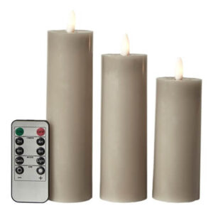 Da'core LED Bloklys flad top 3stk Sand