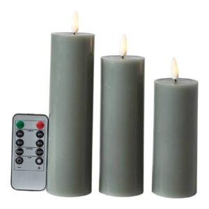 Da'core LED bloklys flad top 3 stk Mørk grøn