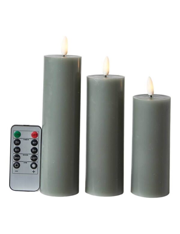 Da'core LED bloklys flad top 3 stk Mørk grøn
