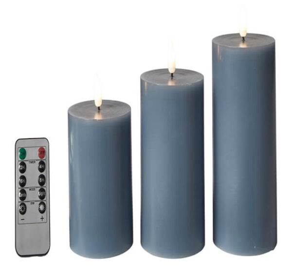Da'core Led Bloklys flad top 3 stk Indigo