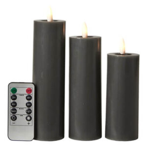 Da'core Led Bloklys flad top 3 stk Koksgrå