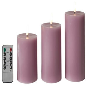 Da'core Led Bloklys flad top 3 stk Violet.