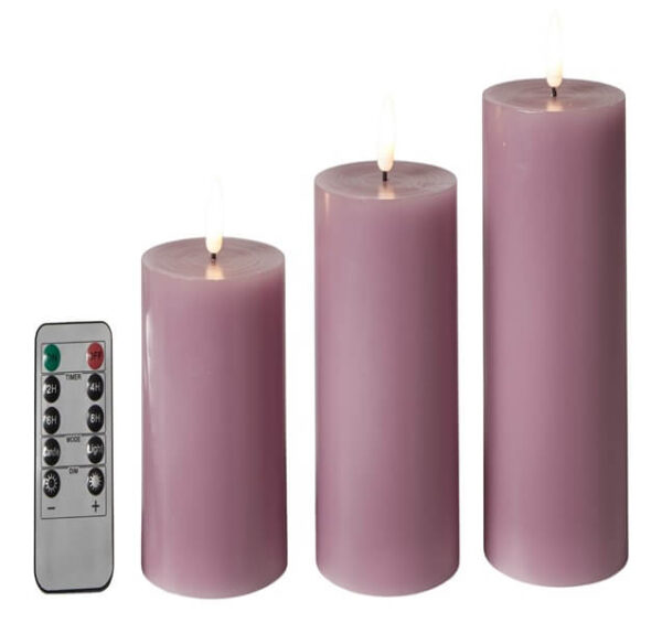 Da'core Led Bloklys flad top 3 stk Violet.