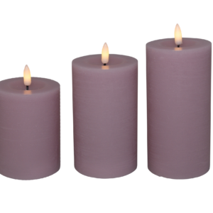 LED bloklys, rosa, 3 pak inkl. fjernbetjening