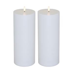 LED bloklys - udendørs, 25 cm, hvid, 2 stk inkl. fjernbetjening