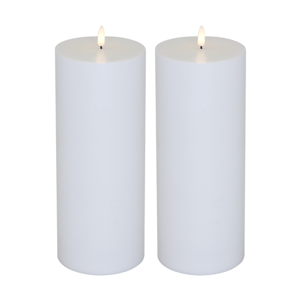 LED bloklys - udendørs, 25 cm, hvid, 2 stk inkl. fjernbetjening