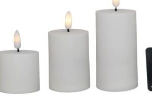 LED bloklys - udendørs bloklys, (dia 5,2 cm) hvid, 3 pak inkl. fjernbetjening