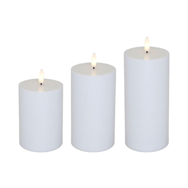 LED bloklys - udendørs, hvid, 3-pak, inkl. fjernbetjening