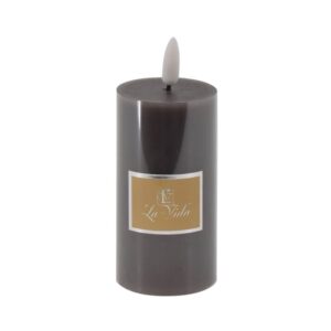 La Vida LED Bloklys m. statisk flamme - Taupe H10xØ5 cm