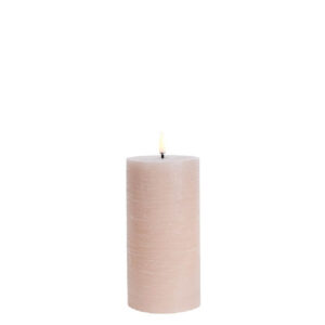 UYUNI LED Pillar Bloklys m. 3D flamme Ø7.8x15 cm Beige