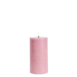 UYUNI LED Pillar Bloklys m. 3D flamme Ø7.8x15 cm Dusty rose