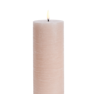 UYUNI LED Pillar Bloklys m. 3D flamme Ø7.8x20 cm Beige