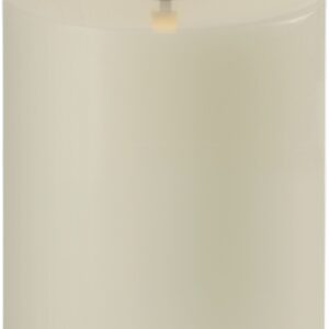 LED Pillar Candle, Oyster Grey, Smooth, 7,8x10 cm