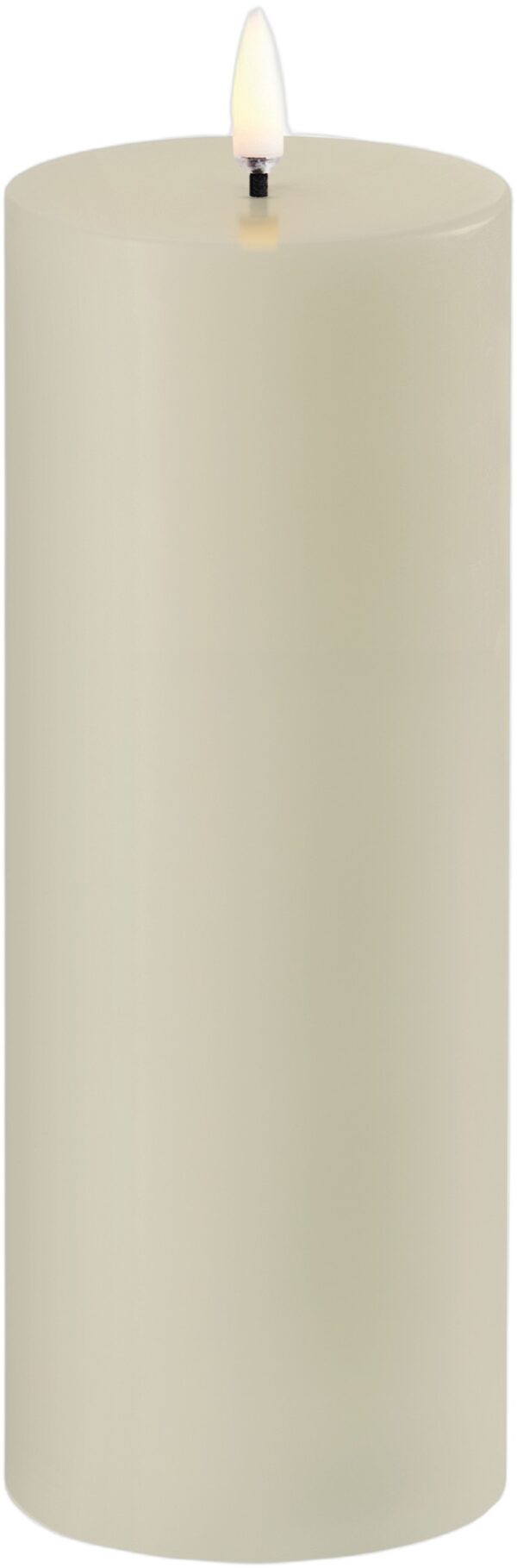 LED Pillar Candle, Oyster Grey, Smooth, 7,8x20 cm
