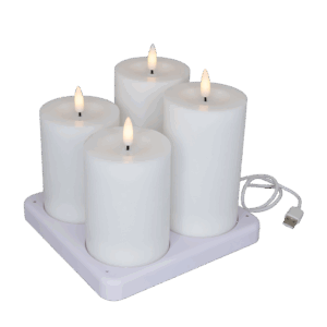LED bloklys, hvid, 4 stk, genopladelige