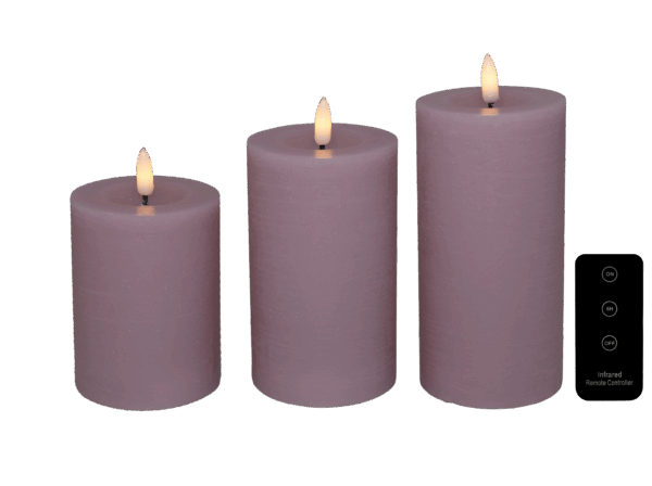 LED bloklys, rosa, 3 pak inkl. fjernbetjening