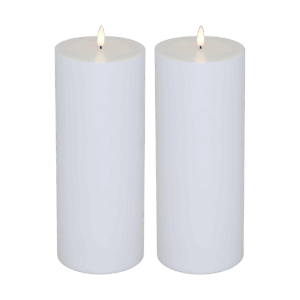 LED bloklys - udendørs, 25 cm, hvid, 2 stk inkl. fjernbetjening