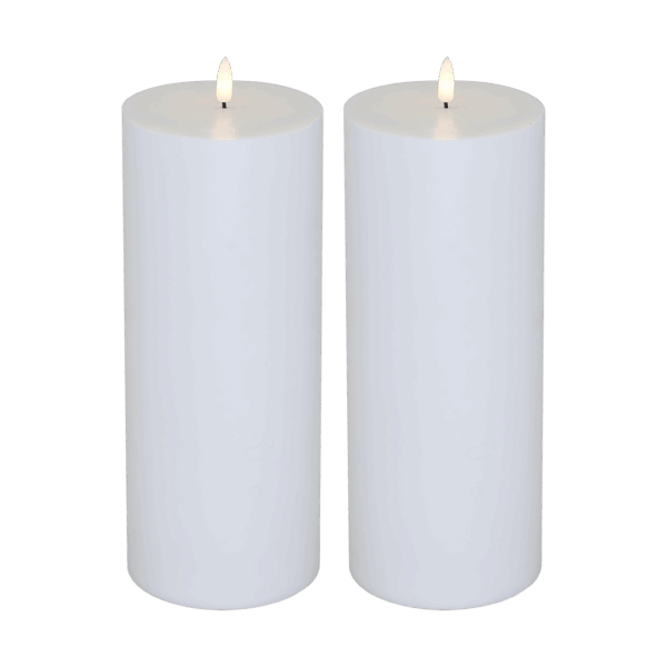 LED bloklys - udendørs, 25 cm, hvid, 2 stk inkl. fjernbetjening