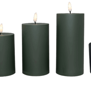 LED bloklys - udendørs, grøn, 3 stk.inkl. fjernbetjening