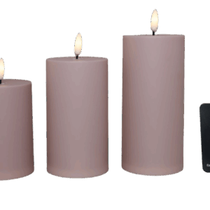 LED bloklys - udendørs, rosa, 3 stk. inkl. fjernbetjening