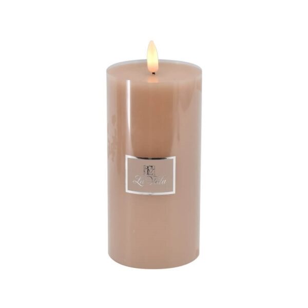La Vida LED Bloklys m. statisk flamme - Champagne H15xØ7,4 cm