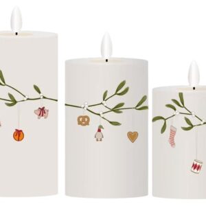 Da'core LED bloklys med 3D flamme 3-pak mistelten