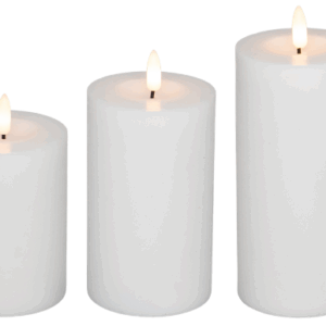 LED bloklys, hvid, 3 pak inkl. fjernbetjening