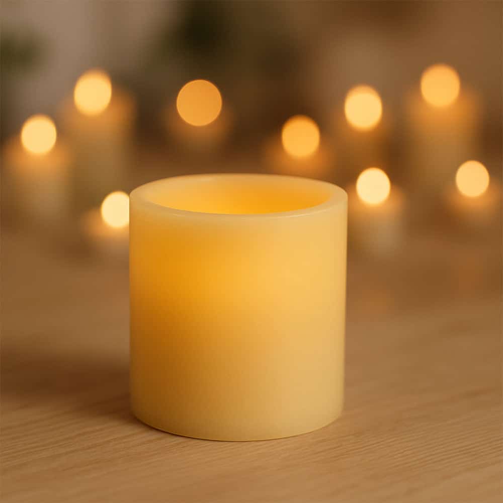 LED bloklys med 3D-flammer - Ø15 cm