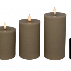 LED bloklys, sand, 3 pak inkl. fjernbetjening