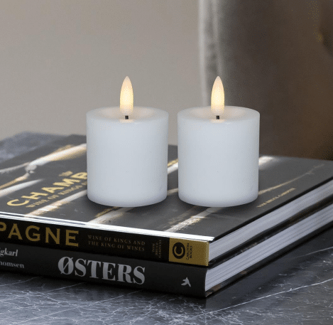 LED mini bloklys, 4,8x5 cm, hvid, 2 stk m. timer