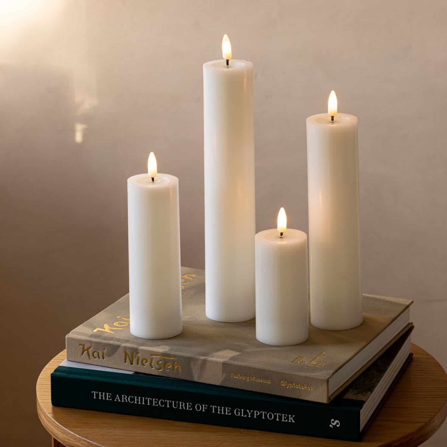 Luca LED bloklys hvid Ø5 X 10-15-20-25 cm 4stk (på lager start november)