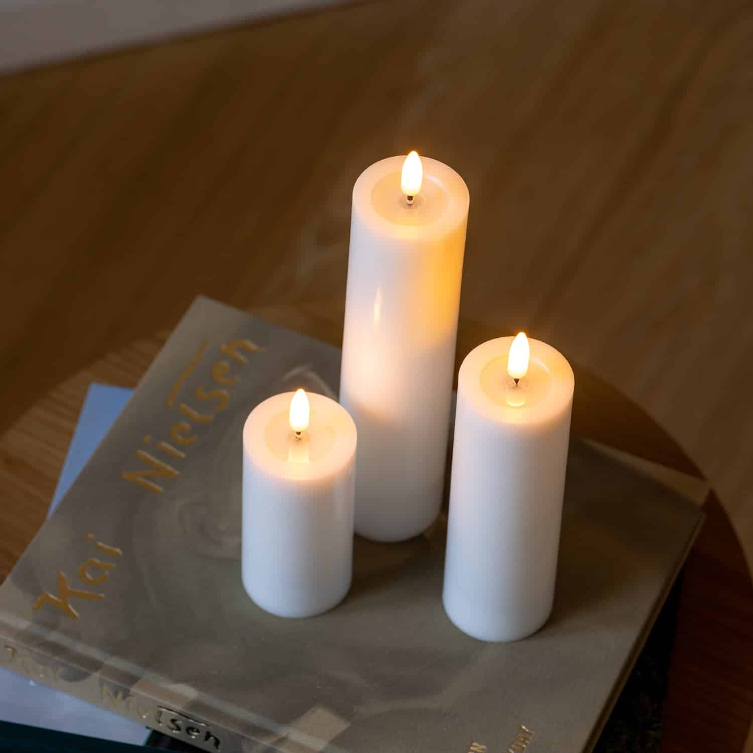 Luca LED bloklys hvid Ø5 X 10-15-20 cm 3stk (på lager start november)