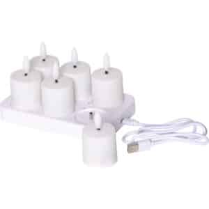 Star Trading Charge LED bloklys, 8,5 cm, 6-pak