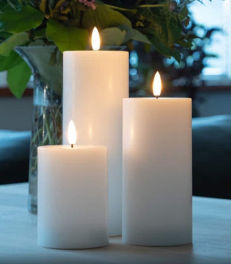 Conzept LED Bloklys 3D flamme opladelig chip 7,5x10 cm