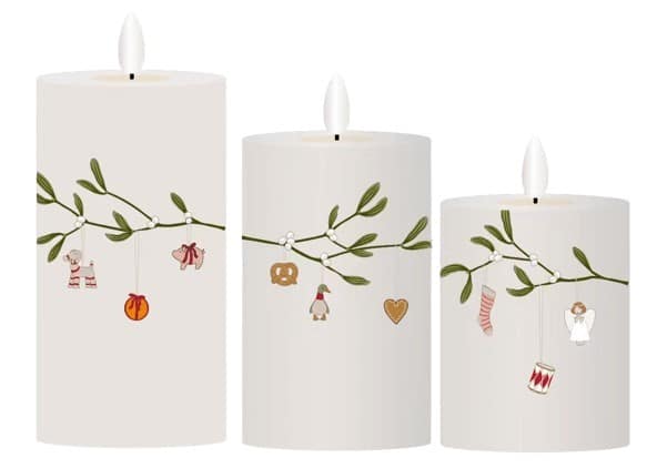 Da'core LED bloklys med 3D flamme 3-pak mistelten